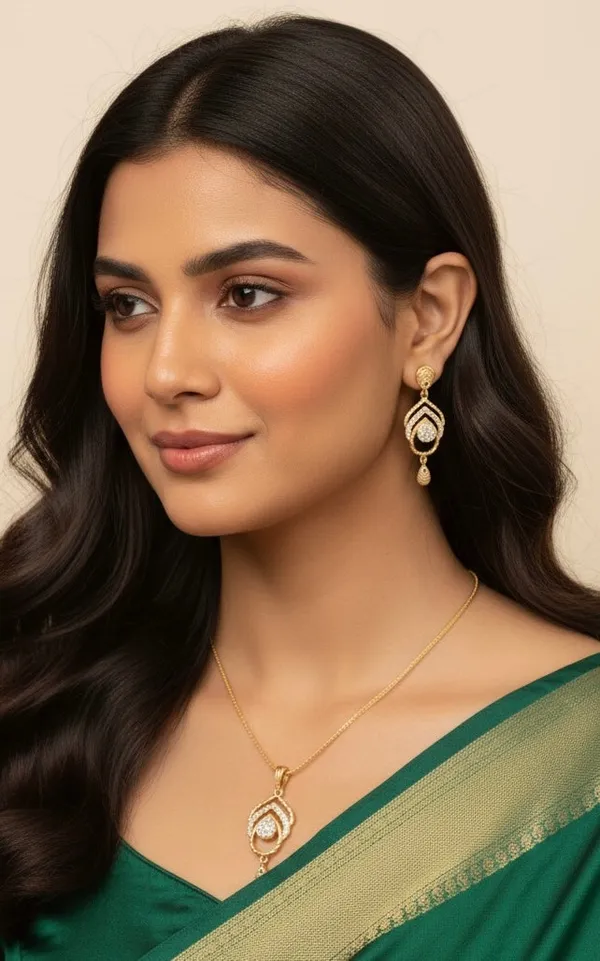 Gold_Majestic_Teardrop_Filigree_Set_For_Women